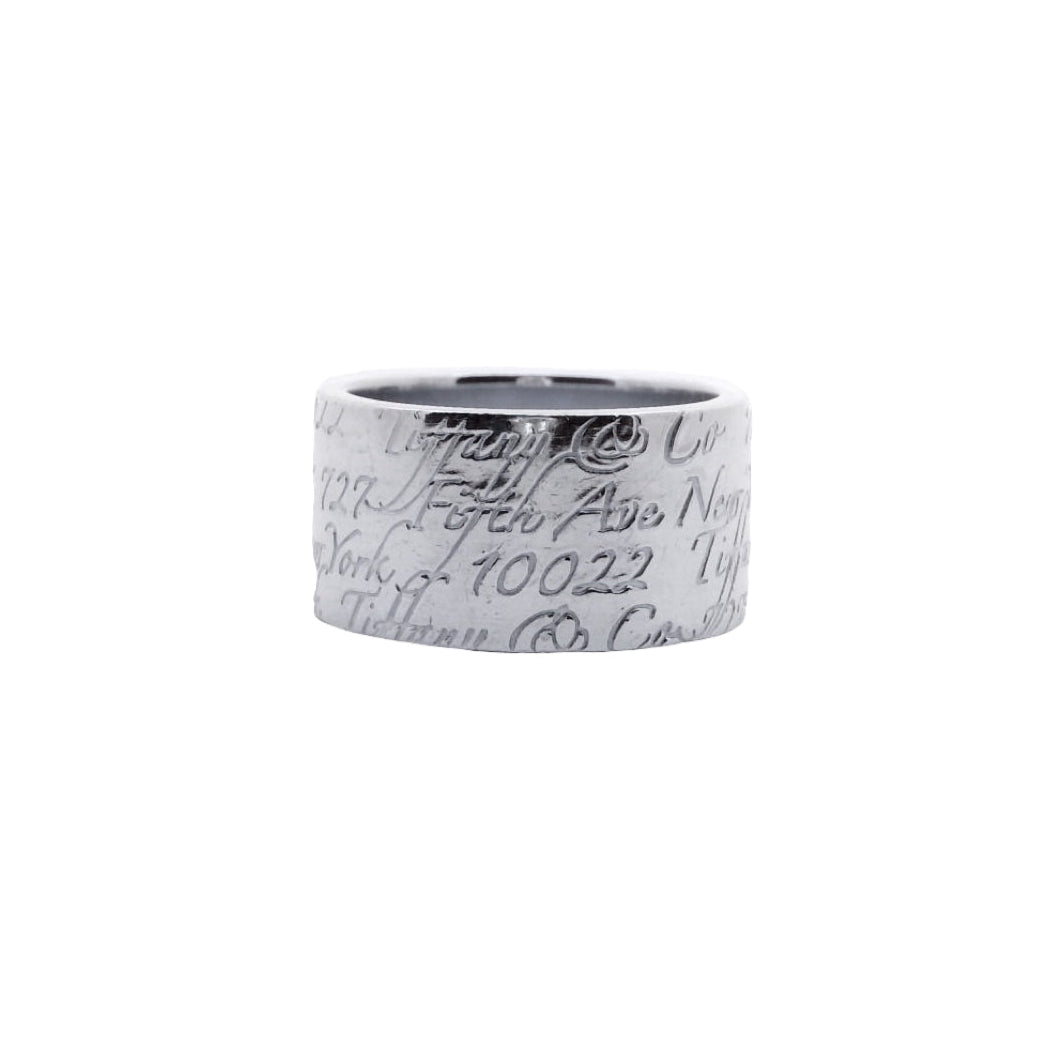 Tiffany & Co Notes Fifth Avenue Sterling Silver Wide Band Ring