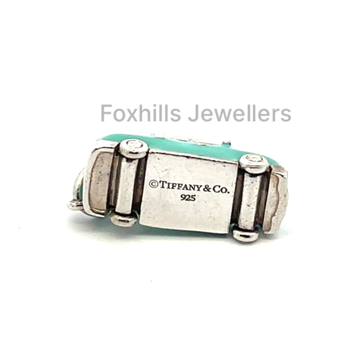 Tiffany & Co Sterling Silver & Blue Enamel London Taxi Charm