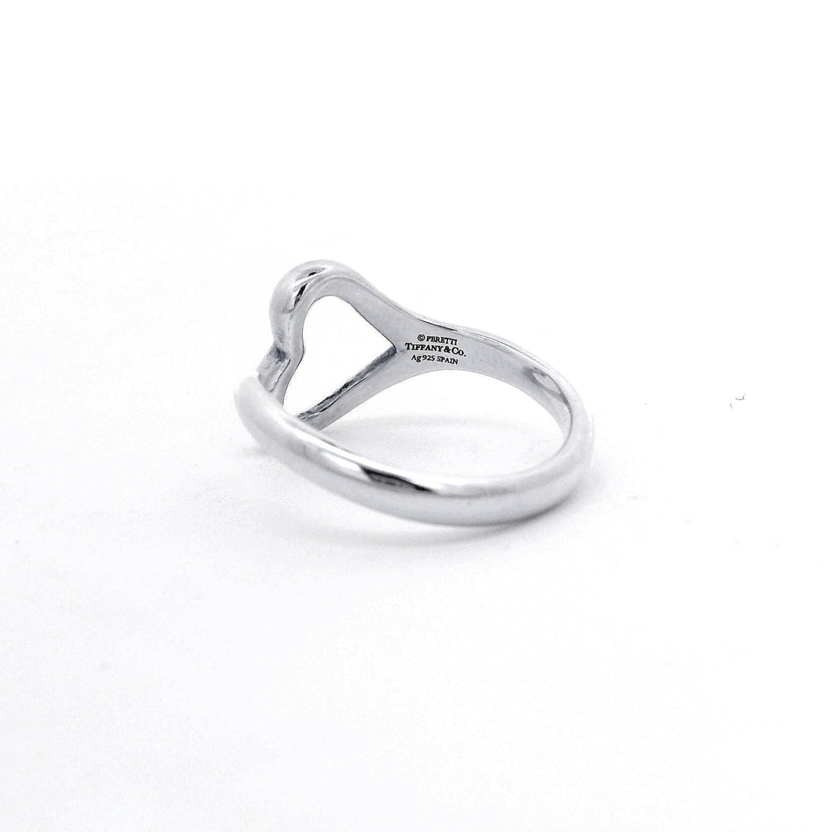 Tiffany & Co Elsa Peretti Open Heart Sterling Silver Ring Size : K