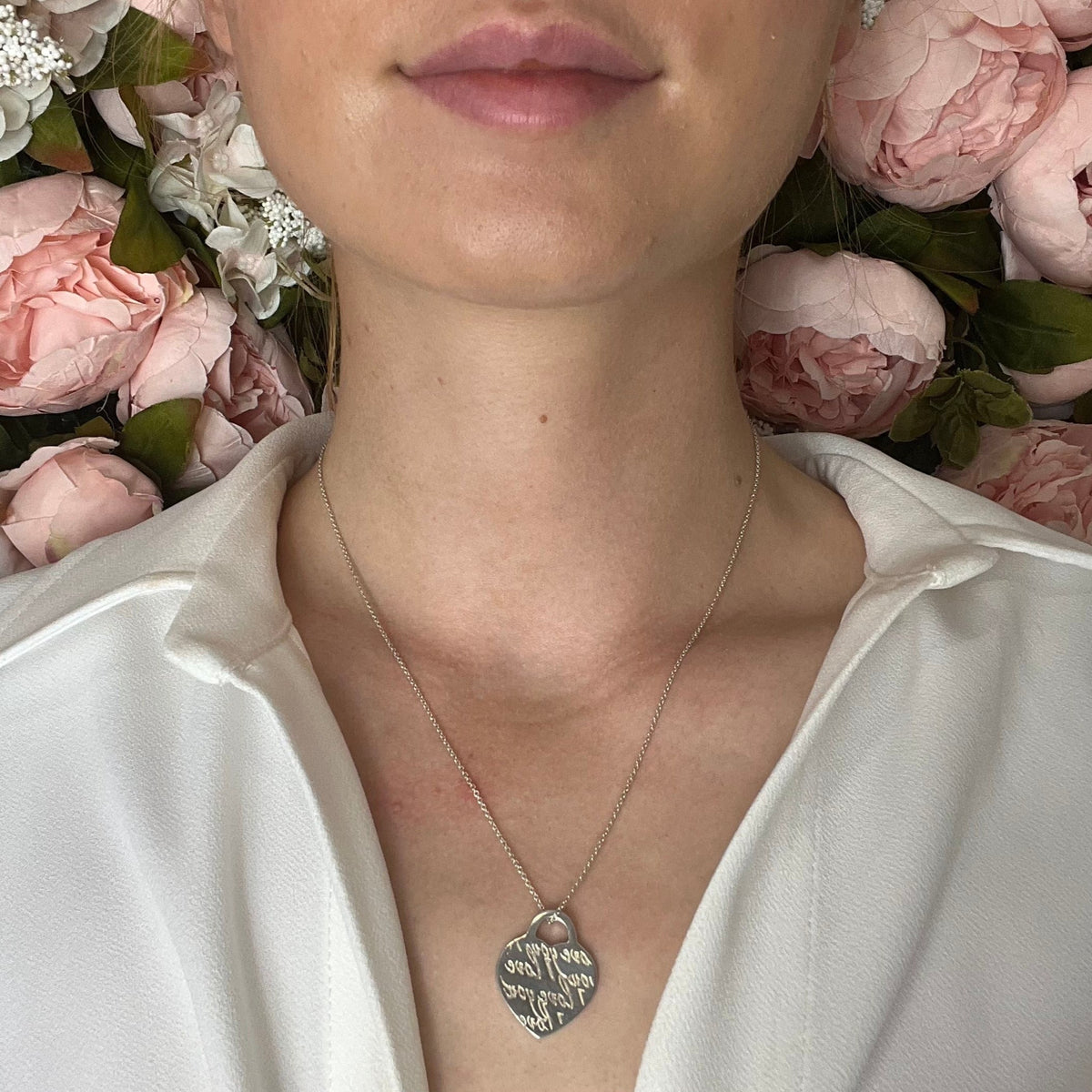 Tiffany & Co Notes Fifth Avenue Heart Tag Sterling Silver Pendant