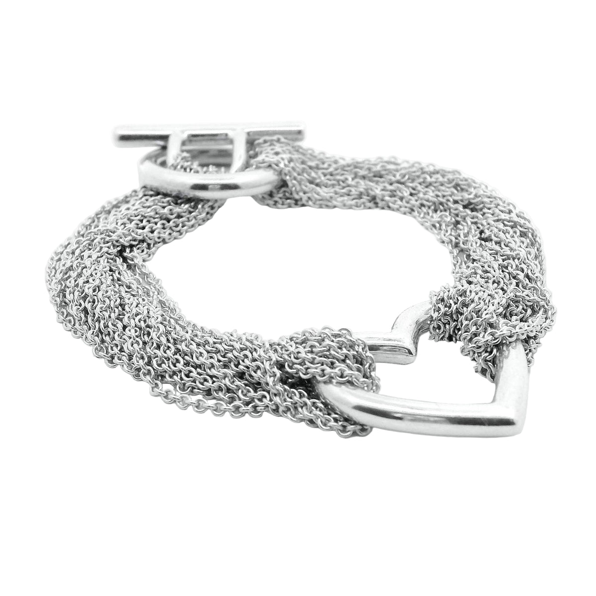 Tiffany & Co Sterling Silver Multi Strand Chain Mesh Heart Toggle