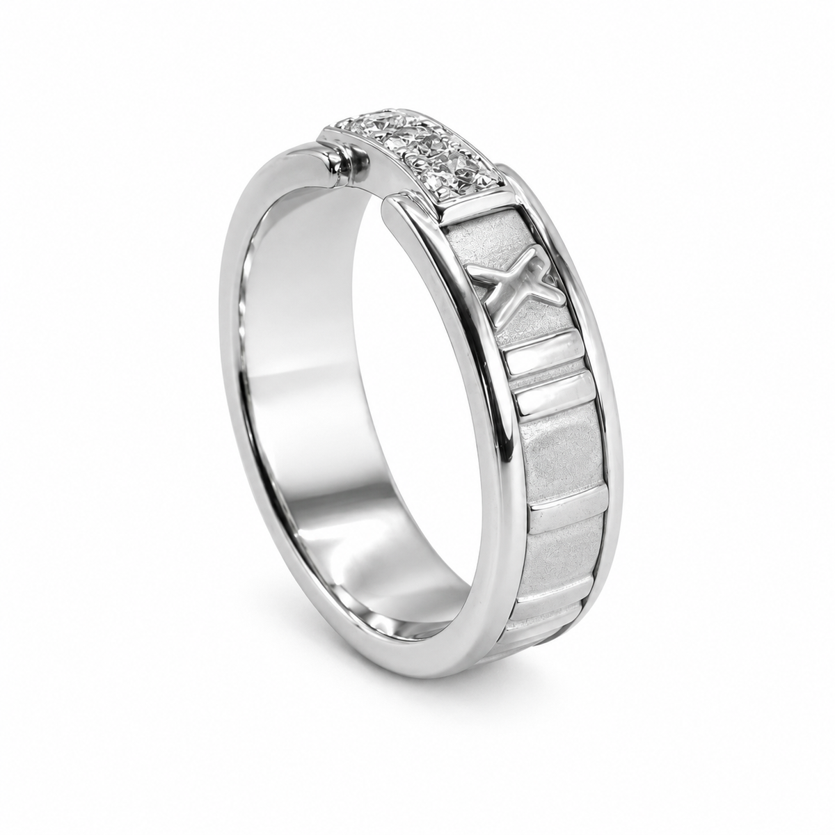 Tiffany & Co Atlas Trilogy 18ct White Gold & 0.18ct Diamond Ring