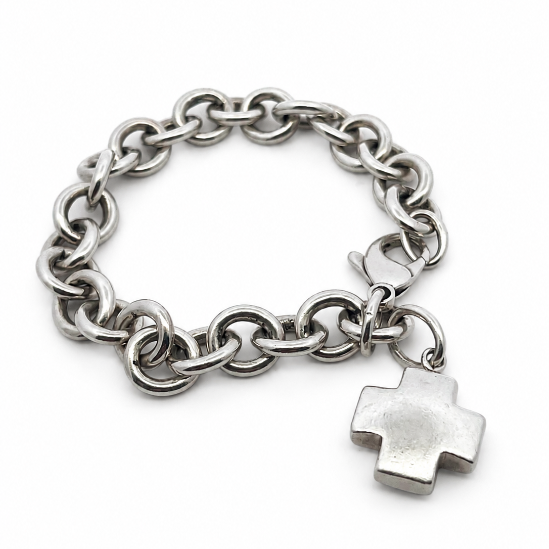 Tiffany & Co Swiss Cross Sterling Silver Bracelet - 19cm