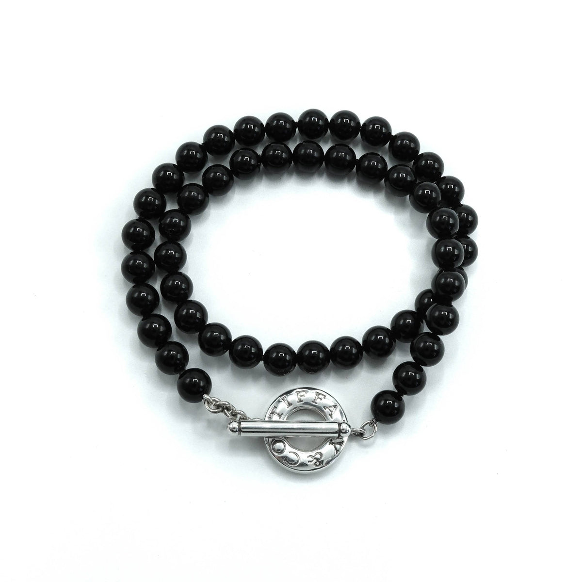 Tiffany & Co Black Onyx Bead Toggle Sterling Silver Choker