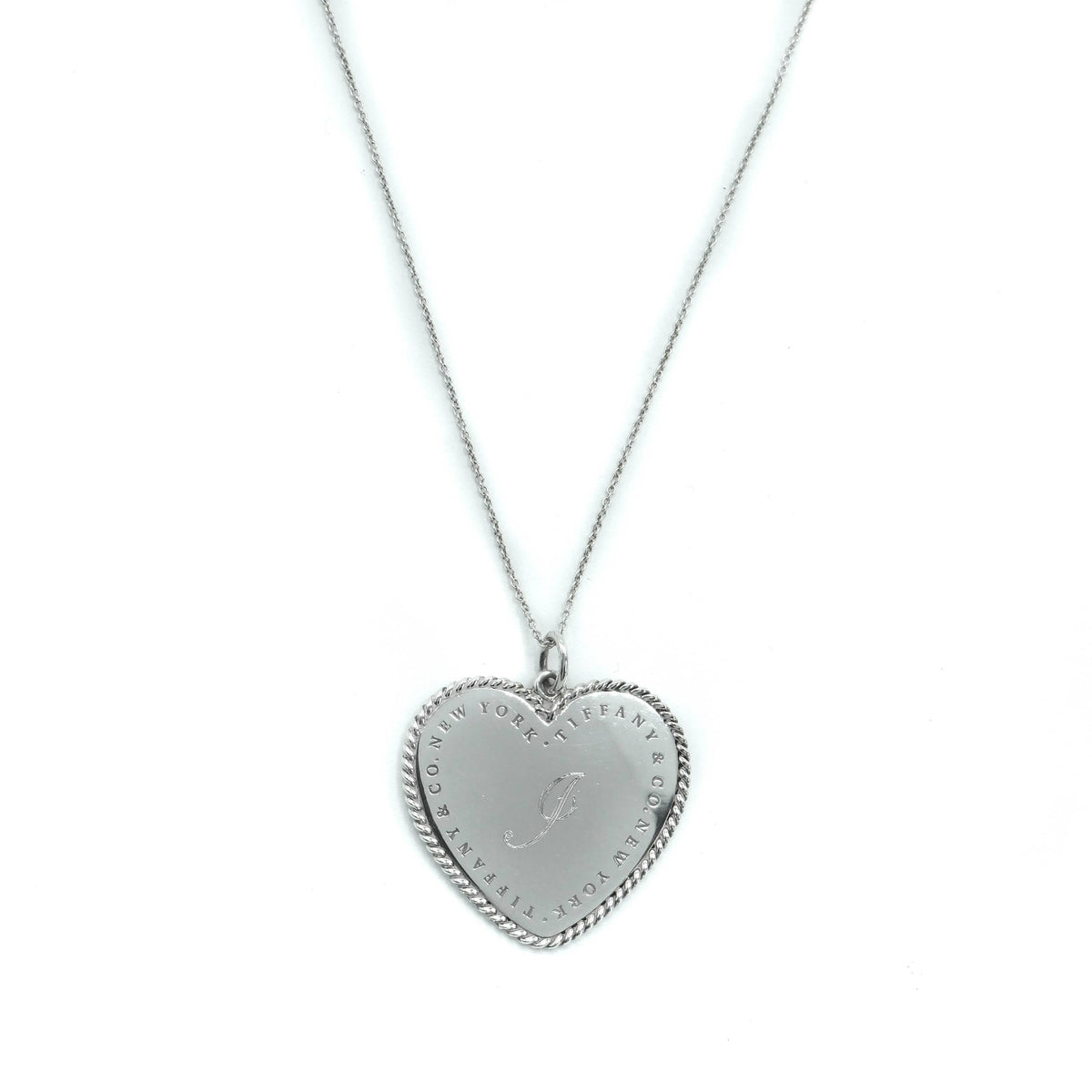 Tiffany & Co. シルバー ハートチャーム Tiffany & Co Sterling Silver Heart Letter J Engraving Pendant