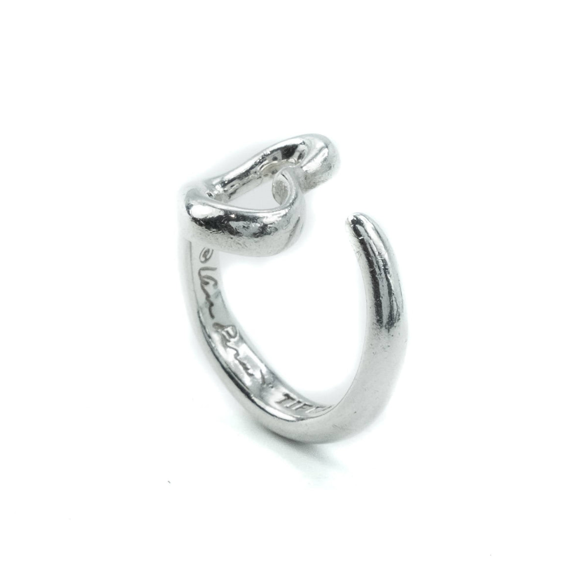 Tiffany & Co Elsa Peretti Open Heart Sterling Silver Ring Size : J