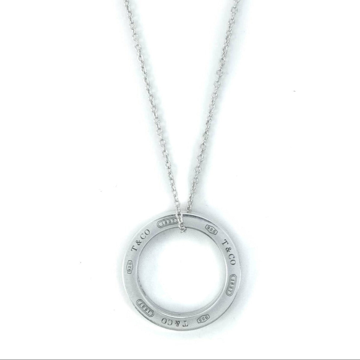 Tiffany Co 1837 Circle Sterling Silver Medium Pendant Necklace