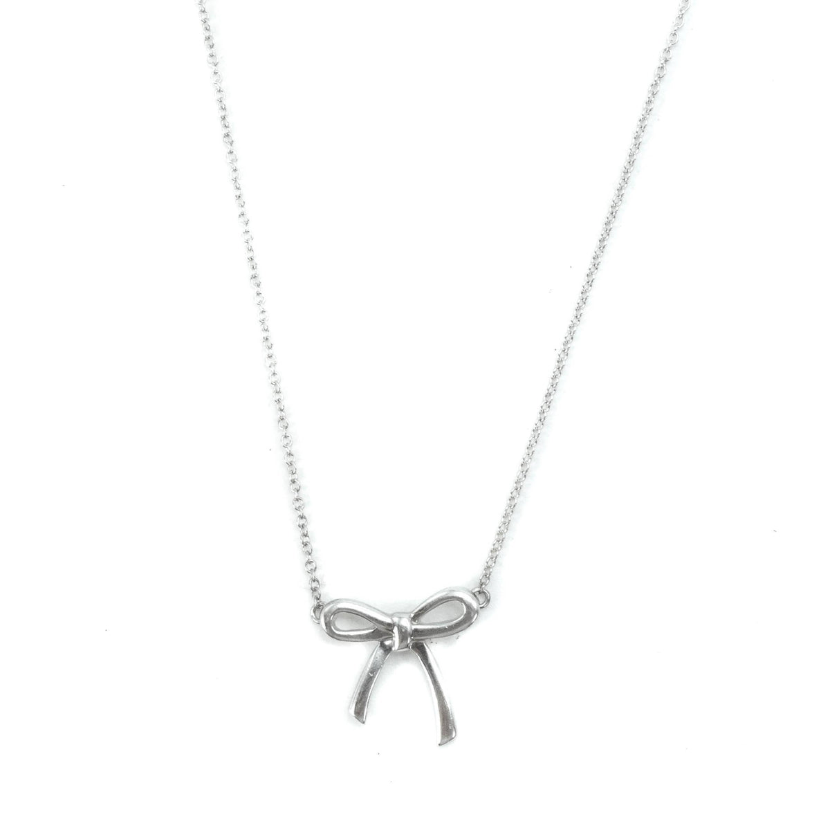 Tiffany & Co Bow Mini Sterling Silver Pendant Necklace - 16"