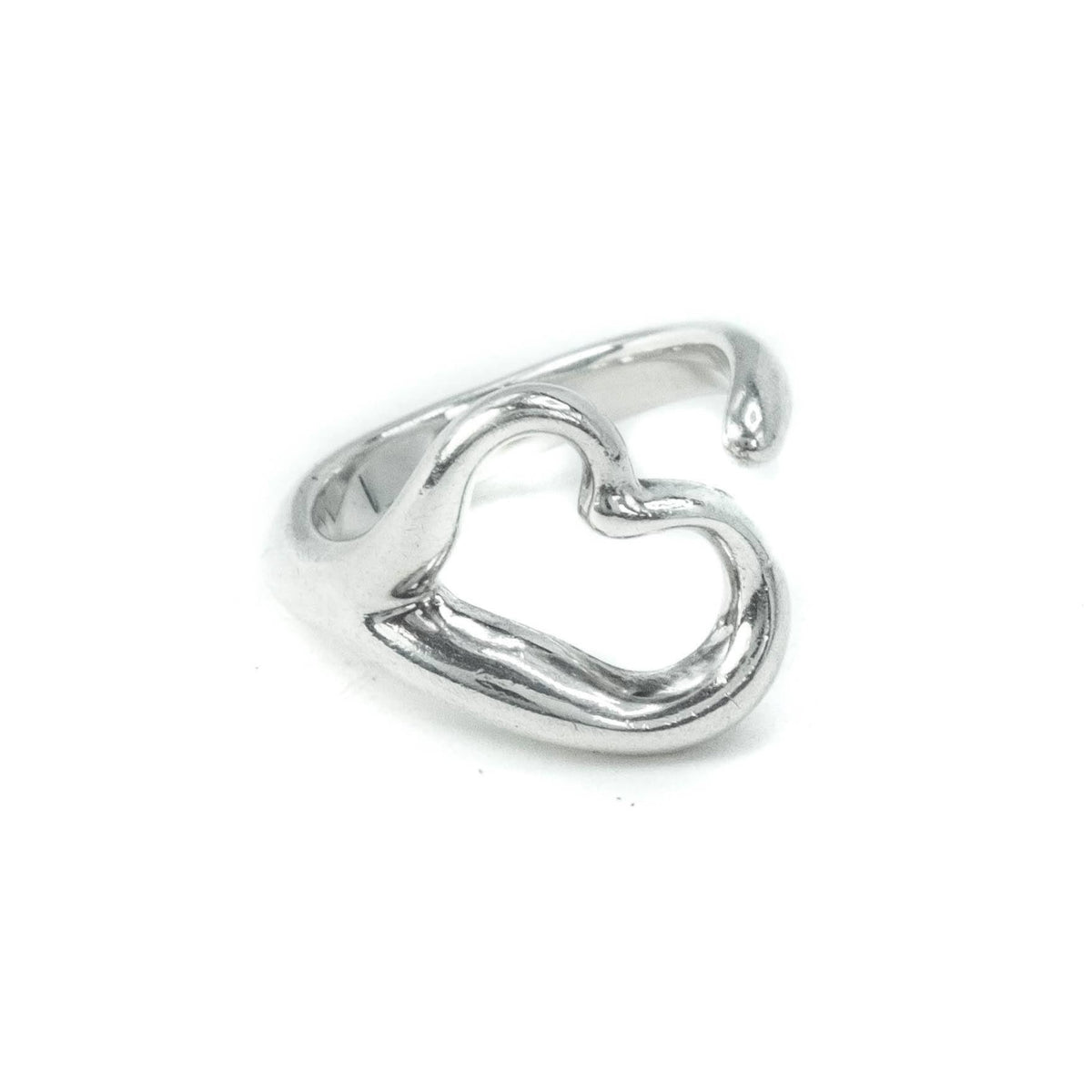 Tiffany Co Elsa Peretti Open Heart Sterling Silver Ring Size J