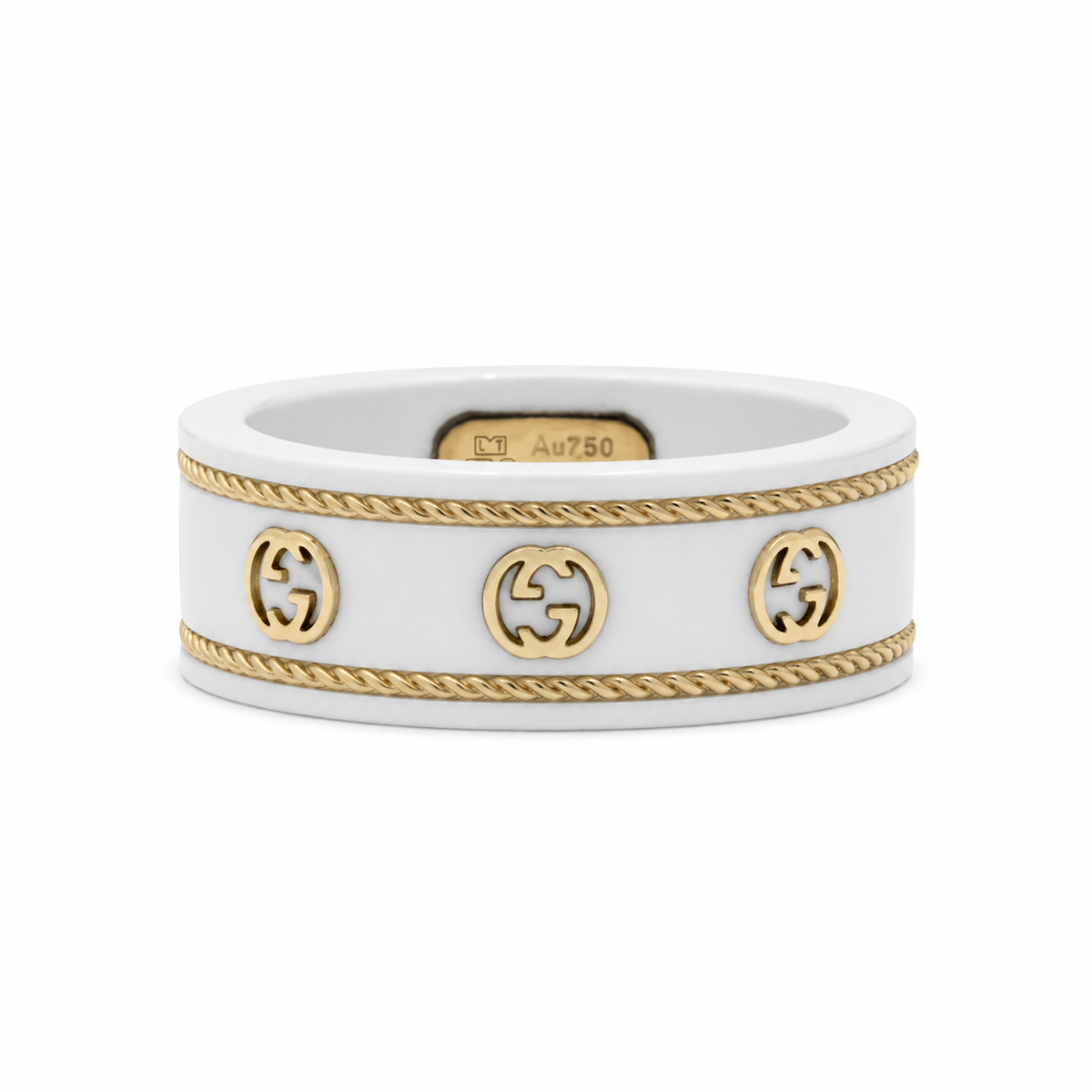 Gucci Icon 18ct Yellow Gold Interlocking G Ring Size : K (11