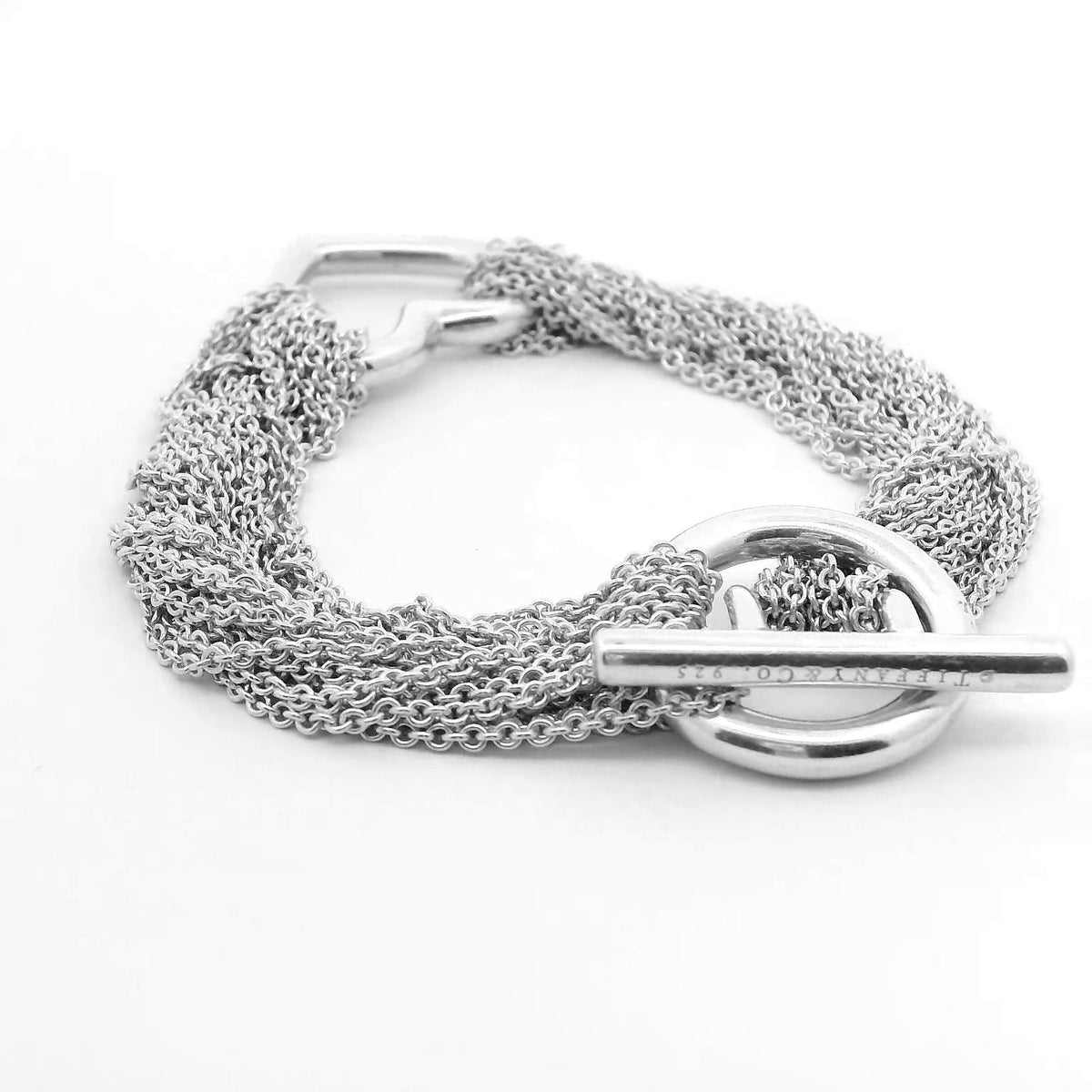 Tiffany & Co Sterling Silver Multi Strand Chain Mesh Heart Toggle