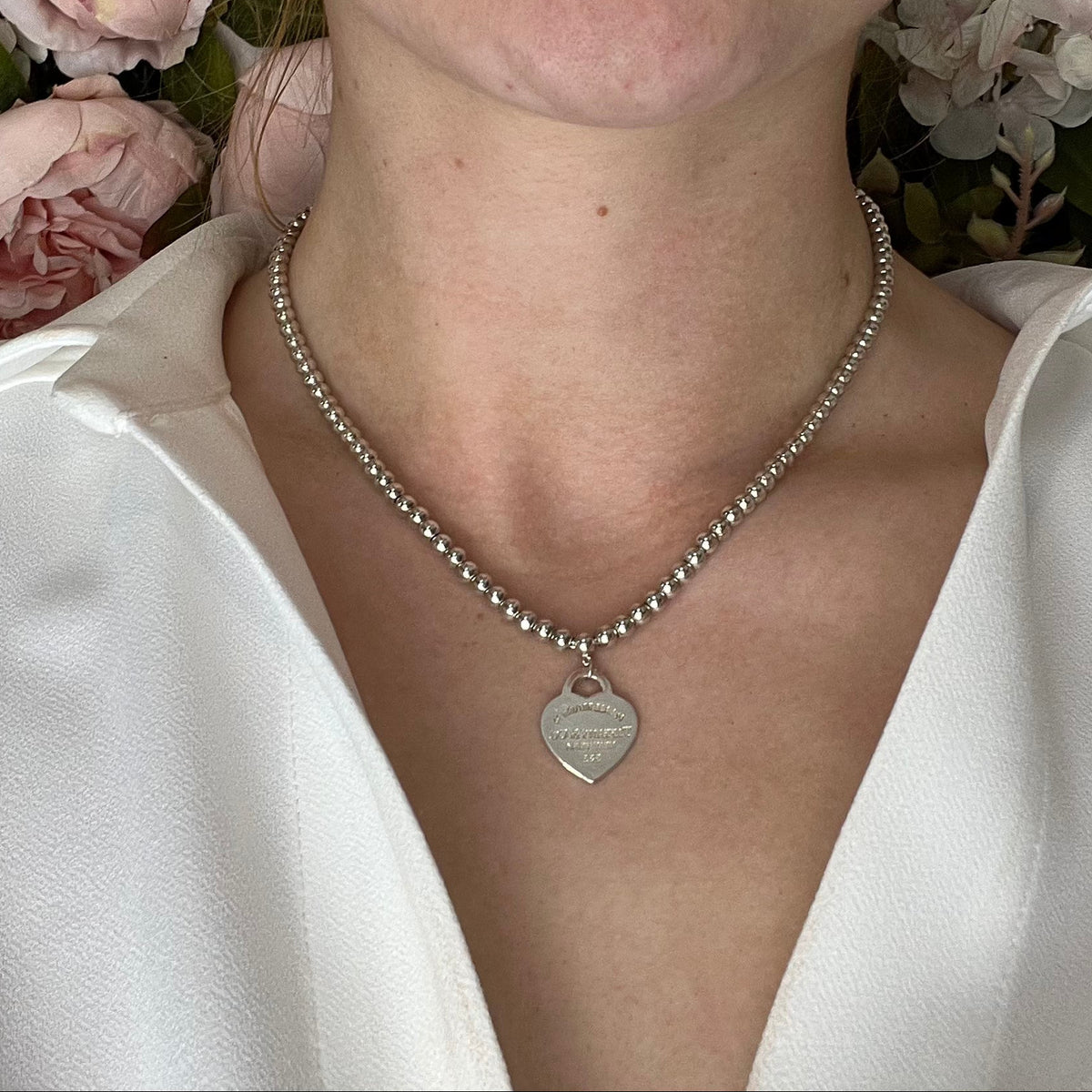 Tiffany & Co Return To Tiffany Sterling Silver Bead Heart Tag