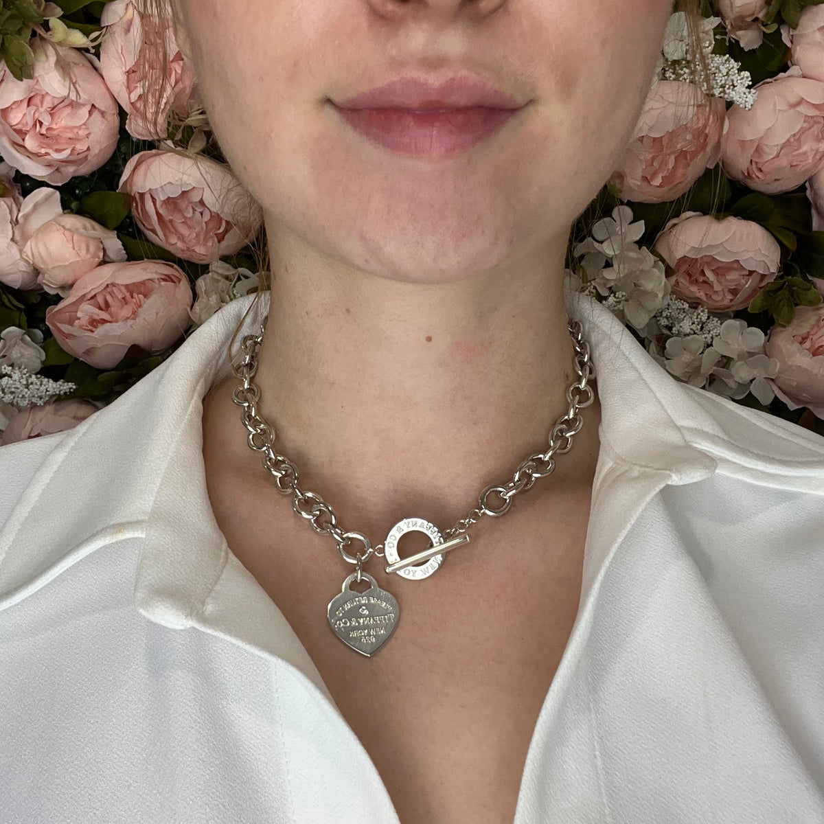 Silver Necklace Tiffany Necklace Heart Tag Toggle Tiffany Co