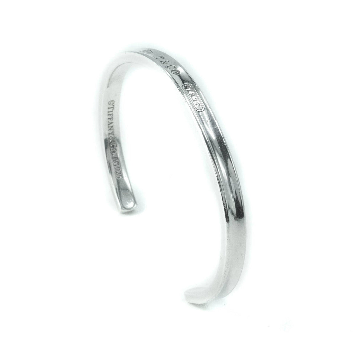 【良品】 TIFFANY 1837 カフ バングル Cuff Bangle Tiffany & Co 1837 Sterling Silver Narrow Cuff Bangle - 17cm