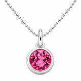 Silver Crystal Charm Birthstone Necklace