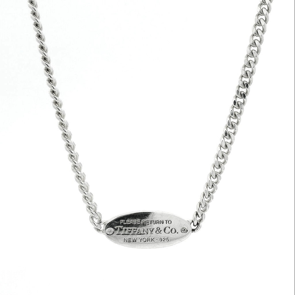 Tiffany & Co Return To Tiffany Sterling Silver & Diamond Oval ID