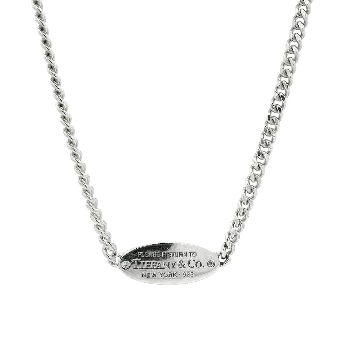 アクセサリー Tiffany & Co. Please Return Necklace Tiffany & Co Return To Tiffany Sterling Silver & Diamond Oval ID