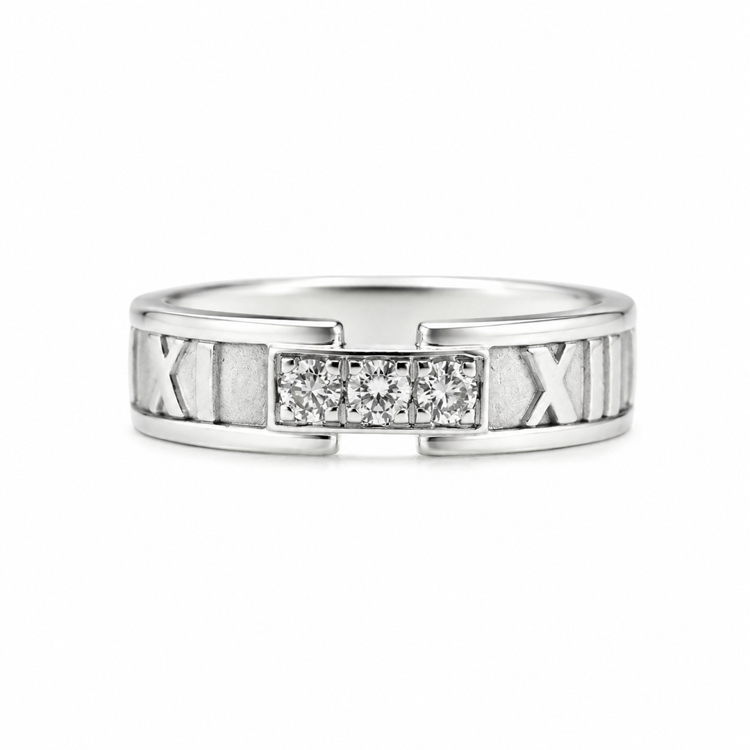 Tiffany & Co Atlas Trilogy 18ct White Gold & 0.18ct Diamond Ring