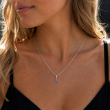 Silver Birthstone Paperclip Charm Necklace