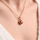 Gold Crystal Charm Birthstone Necklace