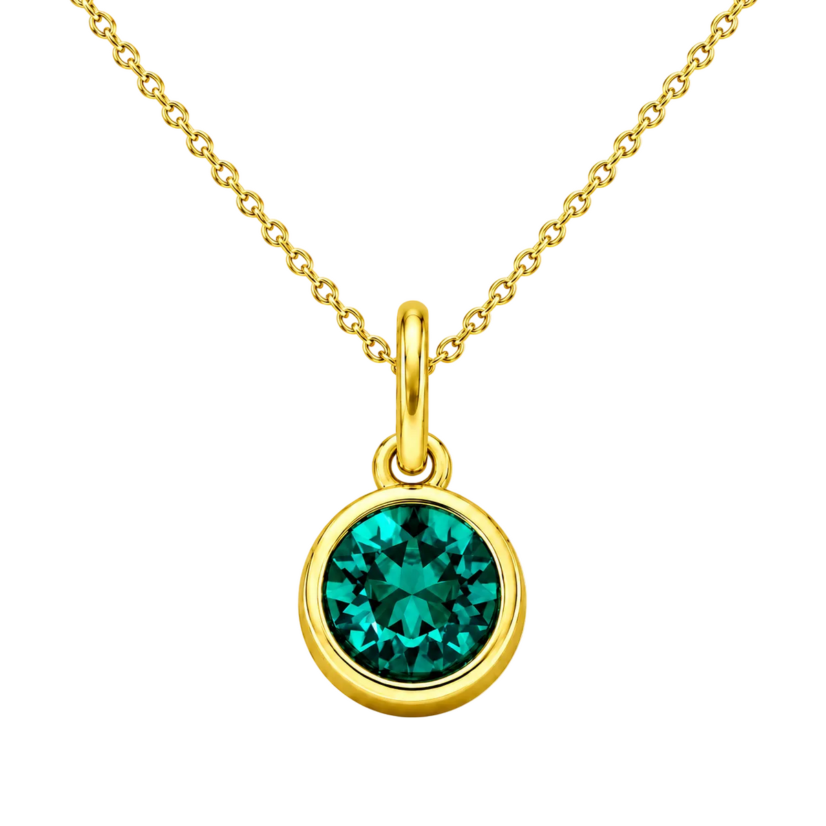 Gold Crystal Charm Birthstone Necklace