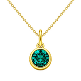 Gold Crystal Charm Birthstone Necklace