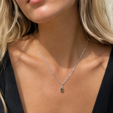 Silver Birthstone Paperclip Charm Necklace