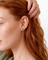Gold Milgrain Birthstone Earrings
