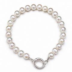 White Pearl Charm Bracelet