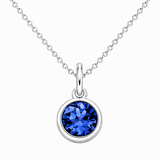 Silver Crystal Charm Birthstone Necklace
