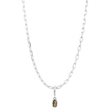 Silver Birthstone Paperclip Charm Necklace