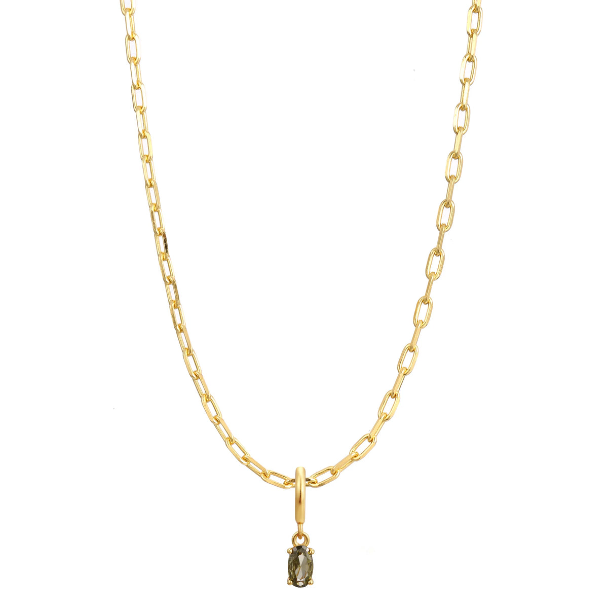Gold Birthstone Paperclip Charm Necklace