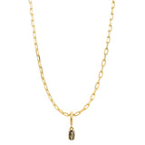 Gold Birthstone Paperclip Charm Necklace