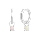 Silver Birthstone Huggie Charm Earring
