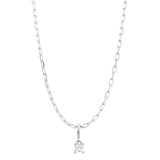 Silver Birthstone Paperclip Charm Necklace