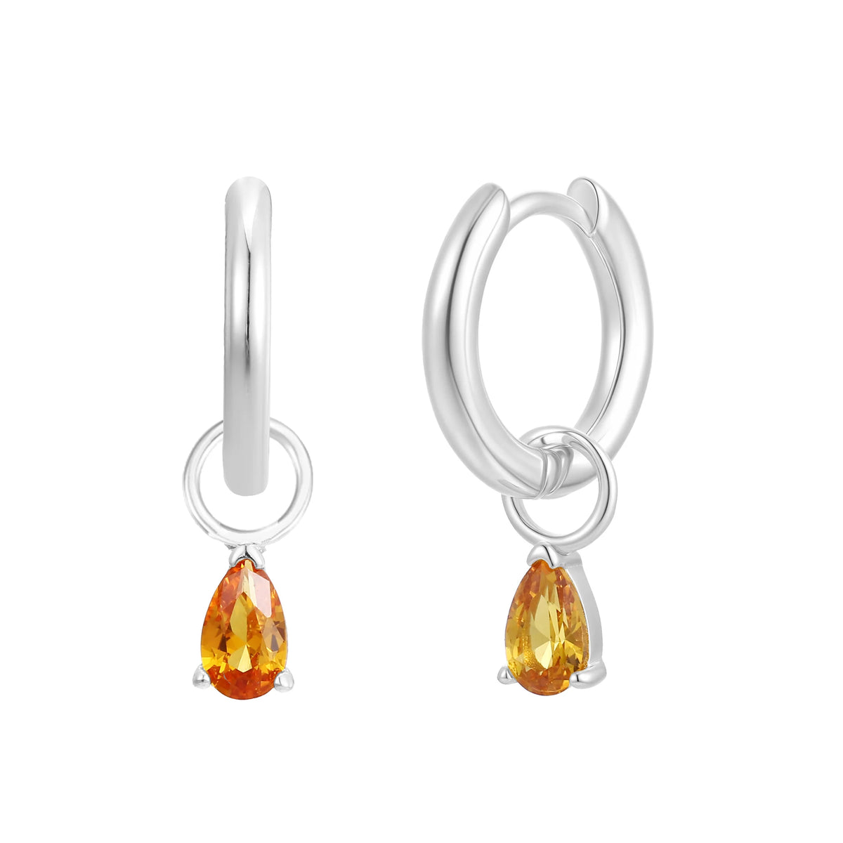Silver Birthstone Huggie Charm Earring
