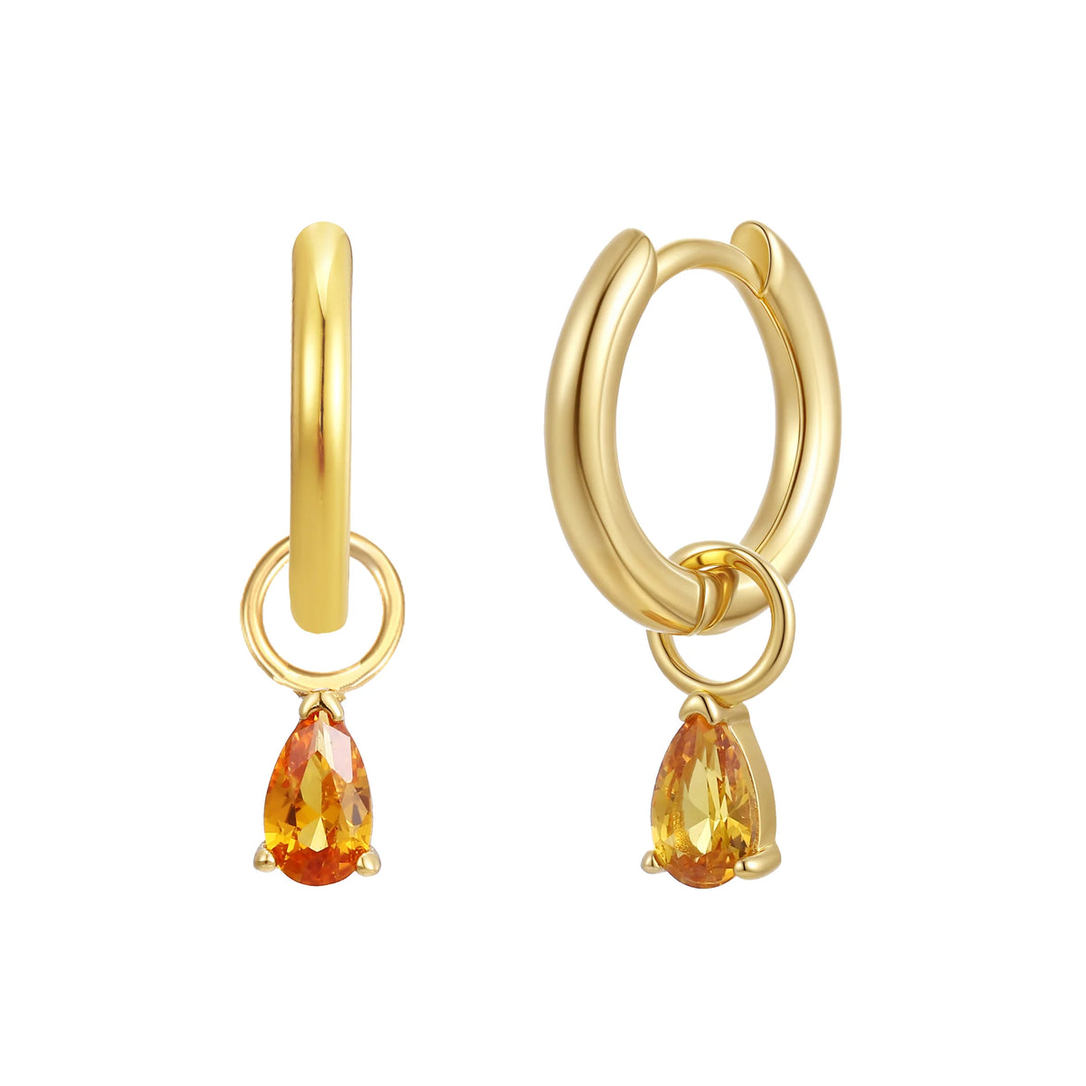 Gold Birthstone Huggie Charm Earring