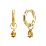 Gold Birthstone Huggie Charm Earring