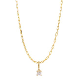 Gold Birthstone Paperclip Charm Necklace