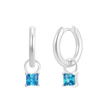 Silver Birthstone Huggie Charm Earring