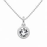 Silver Crystal Charm Birthstone Necklace