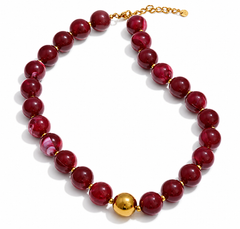 Burgundy Beaded Necklace
