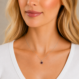Silver Milgrain Birthstone Necklace