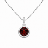Silver Crystal Charm Birthstone Necklace