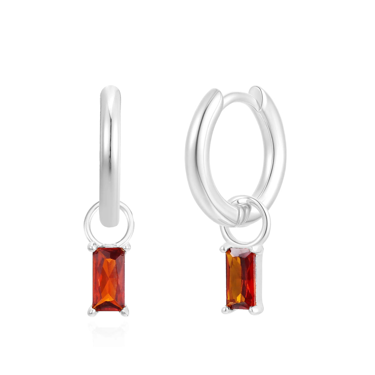 Silver Birthstone Huggie Charm Earring