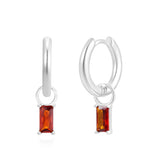 Silver Birthstone Huggie Charm Earring