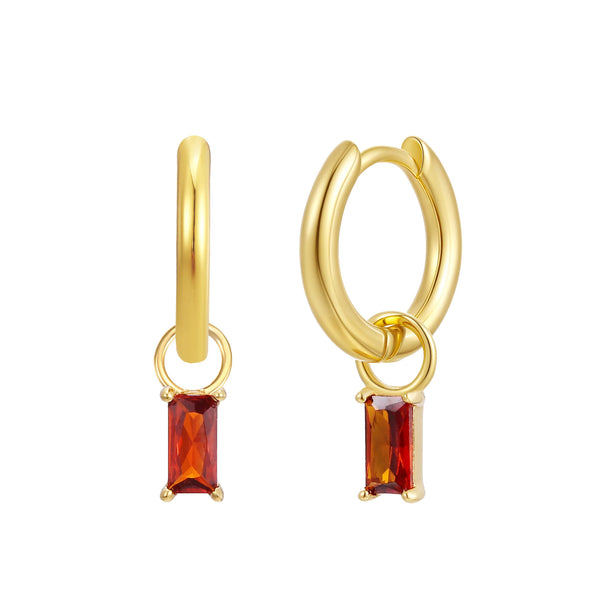 Gold Birthstone Huggie Charm Earring