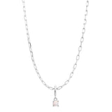 Silver Birthstone Paperclip Charm Necklace