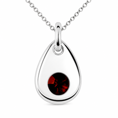 Silver Crystal Teardrop Birthstone Necklace