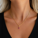 Gold Birthstone Paperclip Charm Necklace